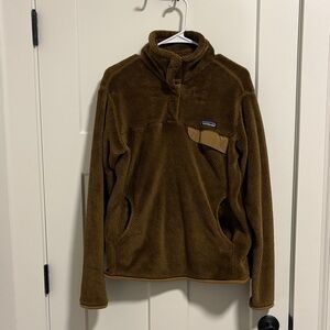 Patagonia Olive Brown Fleece Snap-Chest Pullover
